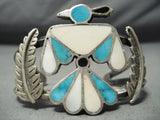Early And Detailed Vintage Native American Navajo Turquoise Eagle Sterling Silver Bracelet-Nativo Arts