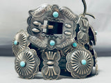 Early Hand Tooled Vintage Native American Navajo Turquoise Sterling Silver Concho Belt-Nativo Arts
