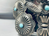 Early Hand Tooled Vintage Native American Navajo Turquoise Sterling Silver Concho Belt-Nativo Arts