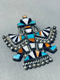 Early Museum Vintage Native American Zuni Turquoise Sterling Silver Pin-Nativo Arts