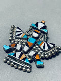 Early Museum Vintage Native American Zuni Turquoise Sterling Silver Pin-Nativo Arts