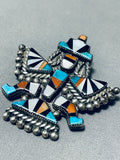 Early Museum Vintage Native American Zuni Turquoise Sterling Silver Pin-Nativo Arts
