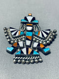 Early Museum Vintage Native American Zuni Turquoise Sterling Silver Pin-Nativo Arts