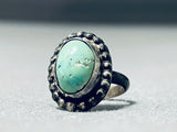 Early Old Vintage Native American Navajo Green Turquoise Sterling Silver Ring-Nativo Arts