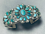 Early Rare Vintage Native American Navajo Turquoise Sterling Silver Bracelet Cuff-Nativo Arts