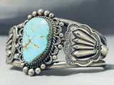 Early Signed Vintage Native American Navajo #8 Turquoise Sterling Silver Bracelet-Nativo Arts