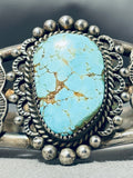 Early Signed Vintage Native American Navajo #8 Turquoise Sterling Silver Bracelet-Nativo Arts