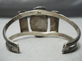Early Signed Vintage Native American Navajo Rare Turquoise Sterling Silver Swirl Bracelet Old-Nativo Arts