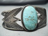 Early Vintage Native American Navajo #8 Turquoise Sterling Silver Flank Bracelet-Nativo Arts