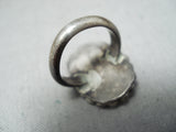 Early Vintage Native American Navajo Blue Gem Turquoise Sterling Silver Ring Old-Nativo Arts