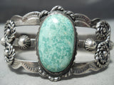 Early Vintage Native American Navajo Carico Lake Turquoise Sterling Silver Bracelet Old-Nativo Arts