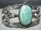 Early Vintage Native American Navajo Carico Lake Turquoise Sterling Silver Bracelet Old-Nativo Arts