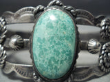Early Vintage Native American Navajo Carico Lake Turquoise Sterling Silver Bracelet Old-Nativo Arts