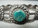 Early Vintage Native American Navajo Cerrillos Turquoise Sterling Silver Bracelet Old-Nativo Arts