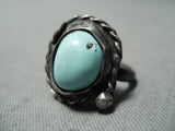 Early Vintage Native American Navajo Old Turquoise Sterling Silver Ring-Nativo Arts