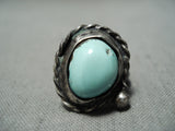 Early Vintage Native American Navajo Old Turquoise Sterling Silver Ring-Nativo Arts