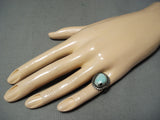 Early Vintage Native American Navajo Rare Turquoise Sterling Silver Ring Old-Nativo Arts