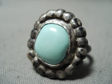 Early Vintage Native American Navajo Turquoise Sterling Silver Circle Beads Ring-Nativo Arts