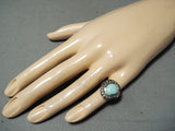 Early Vintage Native American Navajo Turquoise Sterling Silver Circle Beads Ring-Nativo Arts