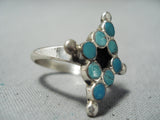 Early Vintage Native American Zuni Turquoise Dishta Sterling Silver Ring Old-Nativo Arts