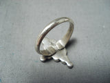 Early Vintage Native American Zuni Turquoise Dishta Sterling Silver Ring Old-Nativo Arts
