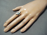 Early Vintage Native American Zuni Turquoise Dishta Sterling Silver Ring Old-Nativo Arts
