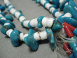 Early Vintage Santo Domingo Native American Navajo Vintage Turquoise Jacla Necklace Old-Nativo Arts