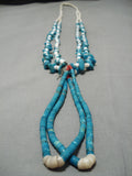 Early Vintage Santo Domingo Native American Navajo Vintage Turquoise Jacla Necklace Old-Nativo Arts
