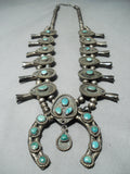 Early Women's Vintage Native American Navajo Turquoise Sterling Silver Squash Blossom Necklace-Nativo Arts