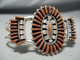 Eddy Cooyate Zuni Coral Needlepoint Sterling Silver Bracelet Native American-Nativo Arts
