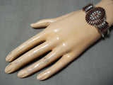 Eddy Cooyate Zuni Coral Needlepoint Sterling Silver Bracelet Native American-Nativo Arts