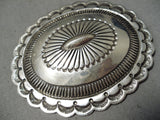 Elaborate Vintage Native American Navajo Sterling Silver Concho Pin Old-Nativo Arts