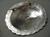 Elaborate Vintage Native American Navajo Sterling Silver Concho Pin Old-Nativo Arts