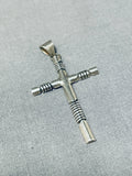 Elaine Sam Signed Vintage Native American Navajo Sterling Silver Cross Pendant-Nativo Arts