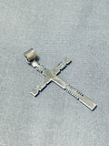 Elaine Sam Signed Vintage Native American Navajo Sterling Silver Cross Pendant-Nativo Arts