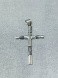 Elaine Sam Signed Vintage Native American Navajo Sterling Silver Cross Pendant-Nativo Arts