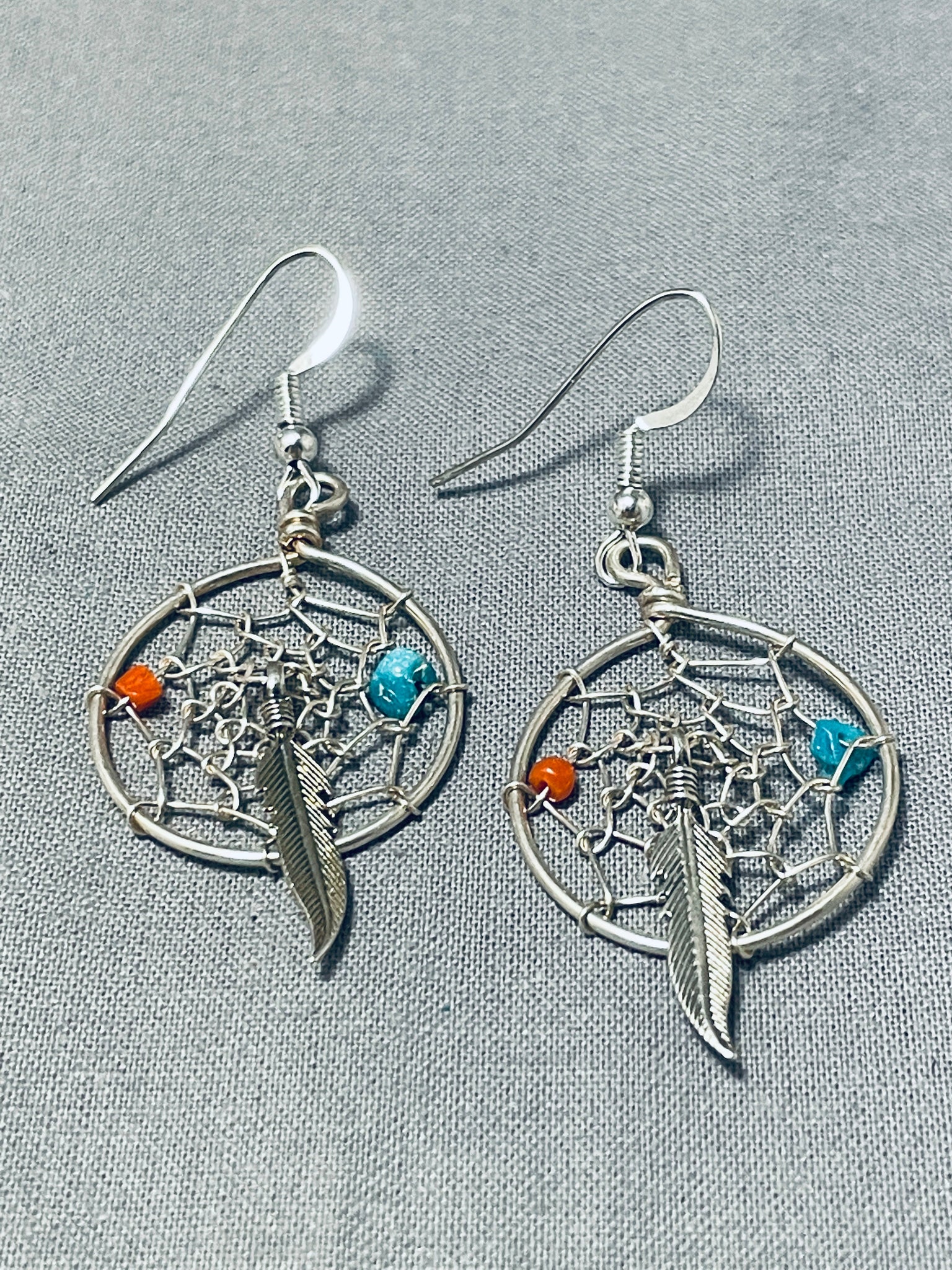 Native American Dreamcatcher Earrings Silver Elegant Native
