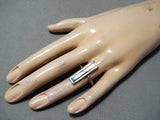 Elegant Vintage Native American Navajo Turquoise Mother Of Pearl Sterling Silver Ring-Nativo Arts