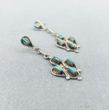 Elegant Vintage Native American Zuni Turquoise Needlepoint Sterling Silver Earrings-Nativo Arts