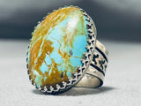 Enormous San Felipe Signed 8 Turquoise Sterling Silver Ring-Nativo Arts