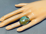 Enormous San Felipe Signed 8 Turquoise Sterling Silver Ring-Nativo Arts