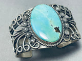 Evelyn Abeita Vintage Native American Navajo Old Kingman Turquoise Sterling Silver Bracelet-Nativo Arts