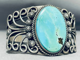 Evelyn Abeita Vintage Native American Navajo Old Kingman Turquoise Sterling Silver Bracelet-Nativo Arts