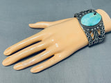 Evelyn Abeita Vintage Native American Navajo Old Kingman Turquoise Sterling Silver Bracelet-Nativo Arts