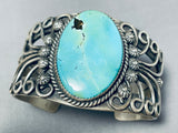 Evelyn Abeita Vintage Native American Navajo Old Kingman Turquoise Sterling Silver Bracelet-Nativo Arts