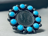 Excellent Native American Navajo Sleeping Beauty Turquoise Sterling Silver Dime Ring-Nativo Arts