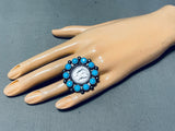 Excellent Native American Navajo Sleeping Beauty Turquoise Sterling Silver Dime Ring-Nativo Arts
