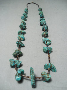 Excellent Vintage Native American Navajo Chunky Turquoise Heishi Necklace-Nativo Arts