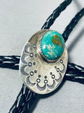 Excellent Vintage Native American Navajo Damale Turquoise Sterling Silver Oval Bolo-Nativo Arts