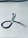 Excellent Vintage Native American Navajo Damale Turquoise Sterling Silver Oval Bolo-Nativo Arts